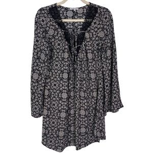 Women Coquette  floral peasant lace neckline long sleeve soft Size M Date Y2K